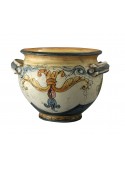 Portavaso medio di ceramica in stile classico, cotto e decorato a mano 