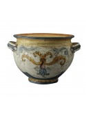 Portavaso grande di ceramica in stile classico, cotto e decorato a mano 