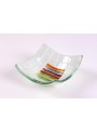Handmade squared glass tray decorated by rainbow colours - Arcobaleno