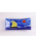 Handmade rectangular glass tray decorated with a seascape - Vela 1