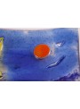 Handmade rectangular glass tray decorated by a seascape - Vela 4 little