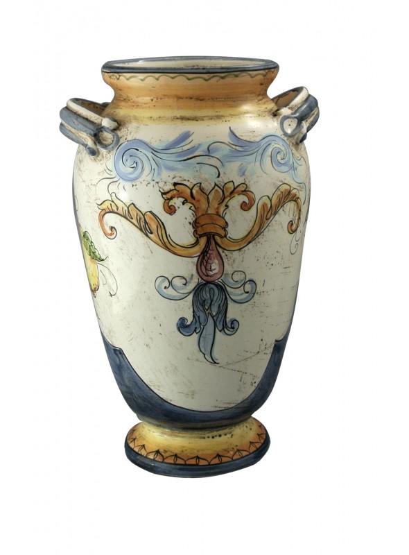 Vaso grande di ceramica in stile classico decorato a mano