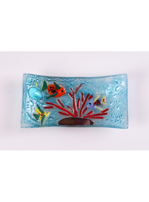 Little handmade rectangular blue marine glass tray - Acquario 1