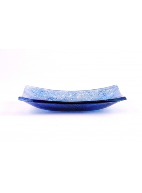 Vassoio rettangolare in vetro color blu zaffiro