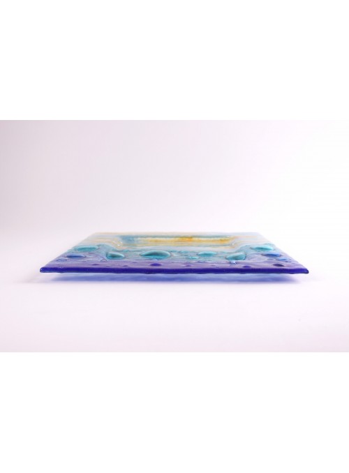 Large squared colourful glass tray - Burbujas