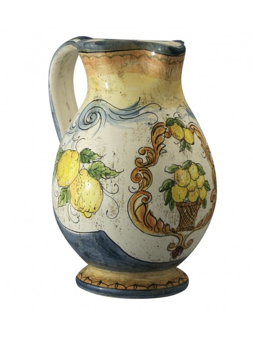 Caraffa grande in ceramica cotta e decorata a mano 