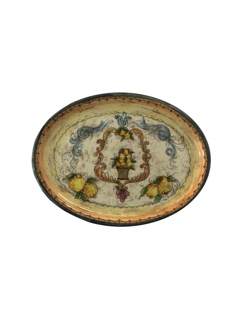 Hand-painted decorative elliptical tray