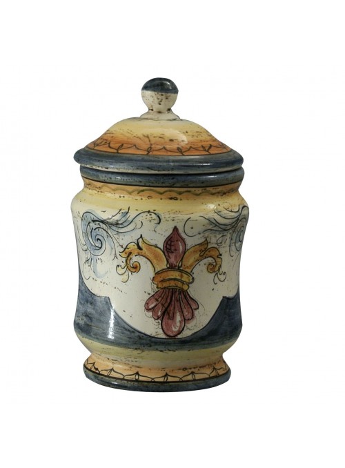 Albarello piccolo in ceramica cotta e decorata a mano