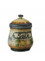 Hand-painted decorative ceramic salt jar with lid