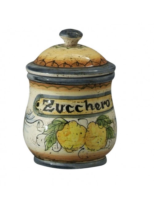 Barattolo per zucchero in ceramica decorata a mano