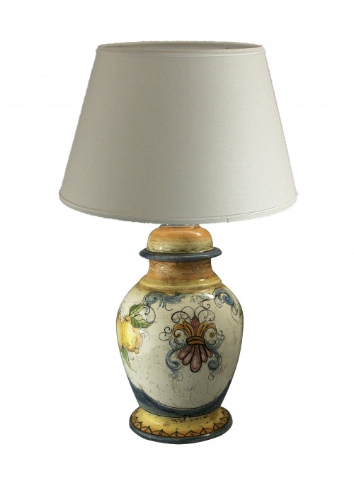 Lampada da tavolo grande in ceramica decorata a mano