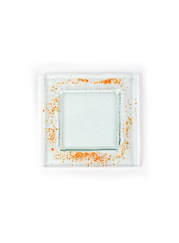 Squared plate in fusion glass small size - Graniglie