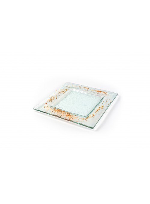 Squared plate in fusion glass small size - Graniglie