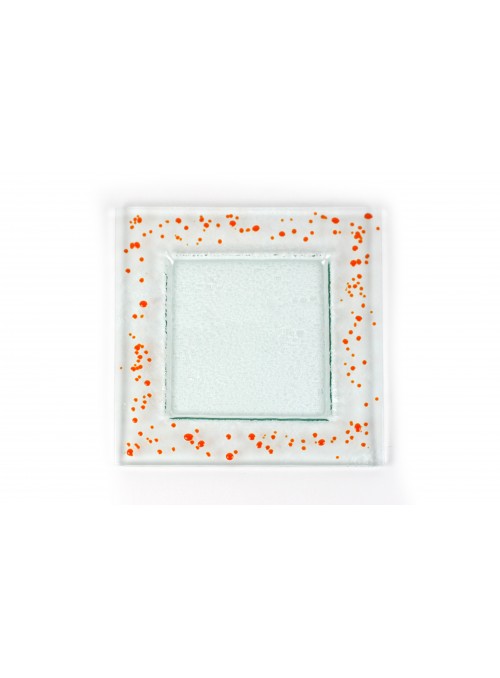 Squared plate in fusion glass big size - Graniglie