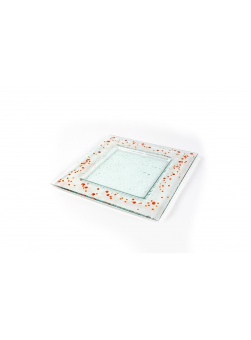 Squared plate in fusion glass big size - Graniglie