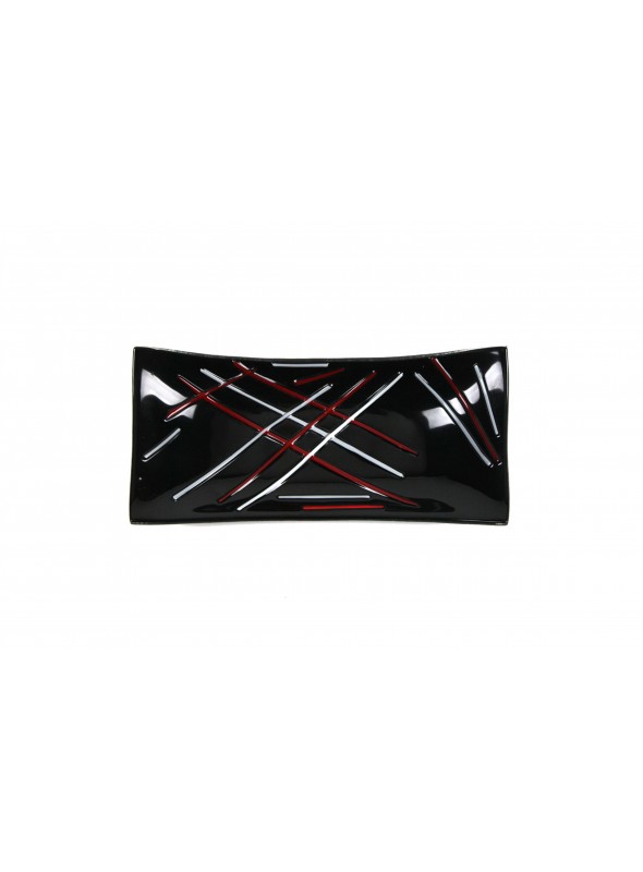 Rectangular tray in fusion glass - Intarsi