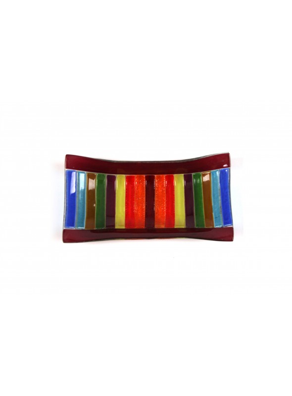 Rectangular tray in fusion glass - Arcobaleno