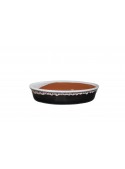 Brown fire elliptic bowl for many recipes, with lace decoration