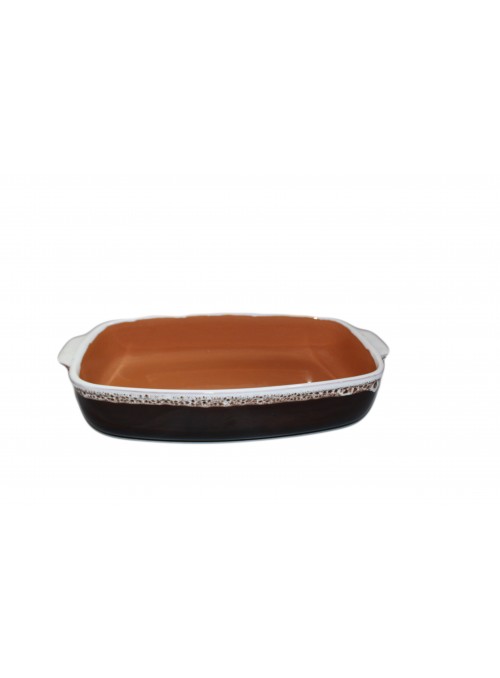 Brown fire retangular pan for many recipes, with lace decoration