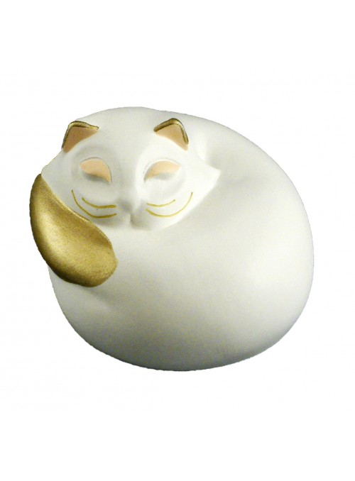 Hand-painted ceramic curled up cat