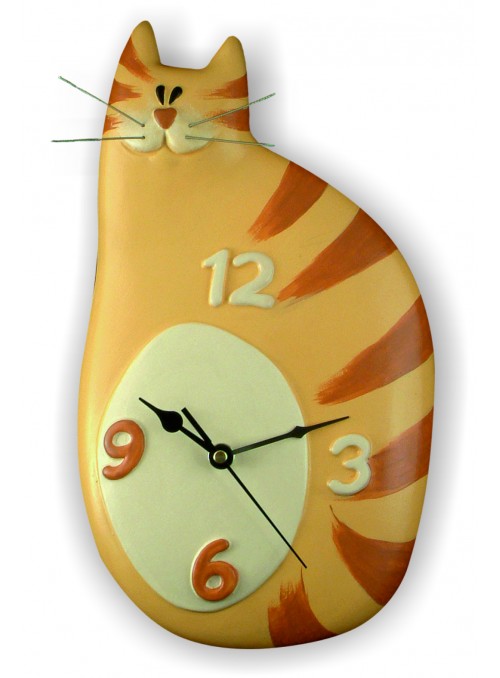 Hand-painted ceramic cat clock