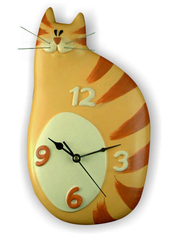 Hand-painted ceramic cat clock
