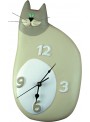 Orologio gatto in ceramica colorata a mano