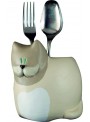 Hand-painted ceramic cat cutlery box