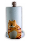 Portarotolo gatto in ceramica colorata a mano