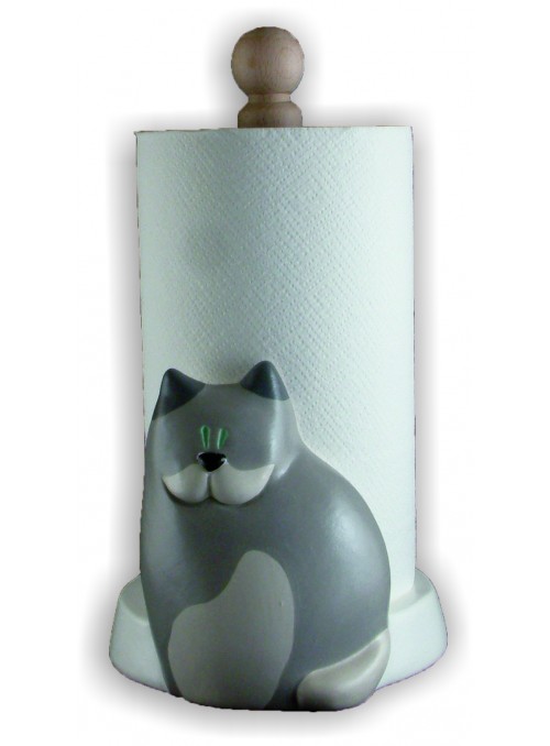 Portarotolo gatto in ceramica colorata a mano