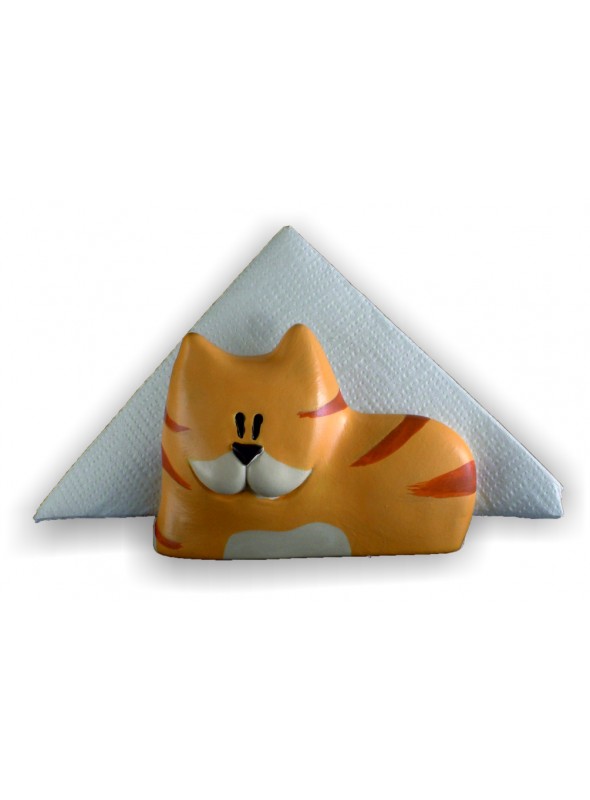 Hand-painted ceramic cat napkin holder