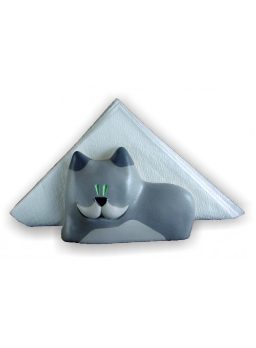 Hand-painted ceramic cat napkin holder