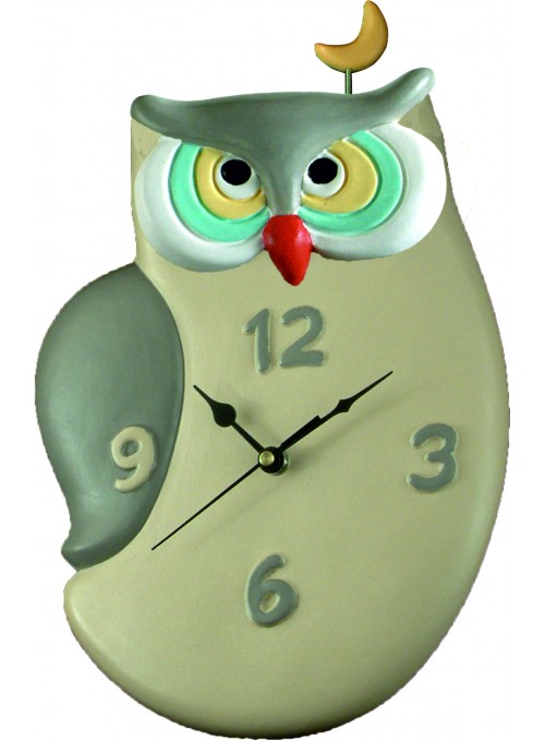 Orologio gufo in ceramica colorata a mano