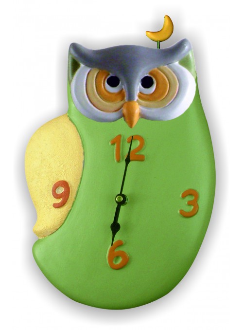 Orologio gufo in ceramica colorata a mano