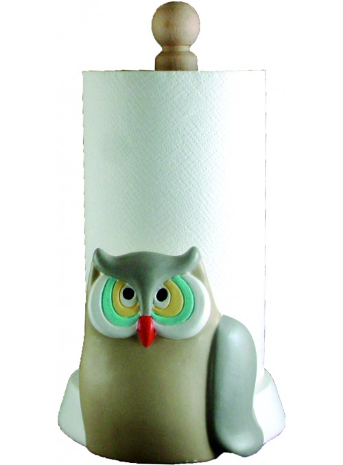 Hand-painted ceramic owl roll holder