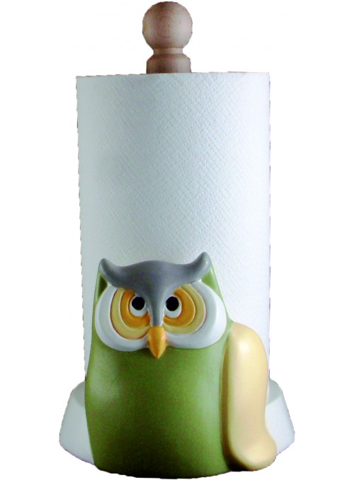 Hand-painted ceramic owl roll holder