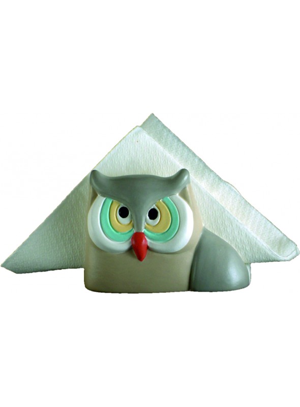 Hand-painted ceramic owl napkin holder