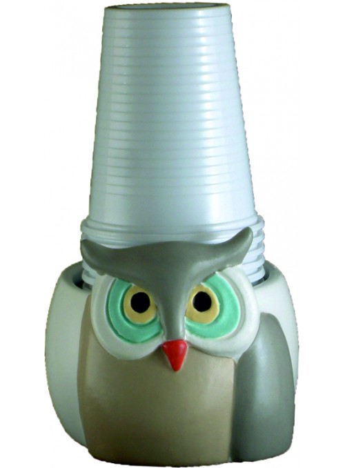 Hand-painted ceramic owl cup holder