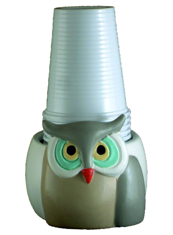 Hand-painted ceramic owl cup holder