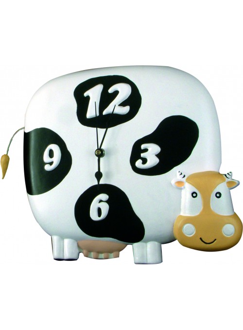 Hand-painted ceramic cow clock