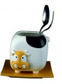 Hand-painted ceramic cow cutlery drainer