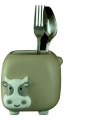 Hand-painted ceramic cow cutlery basket