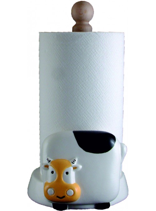 Hand-painted ceramic cow roll holder