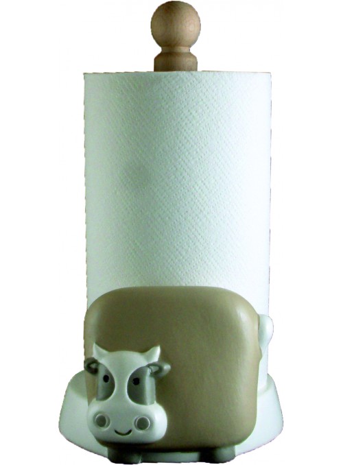 Hand-painted ceramic cow roll holder