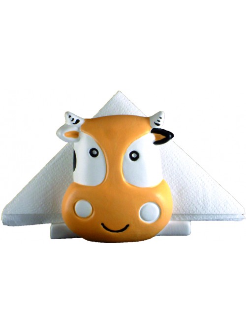 Hand-painted ceramic cow napkin holder