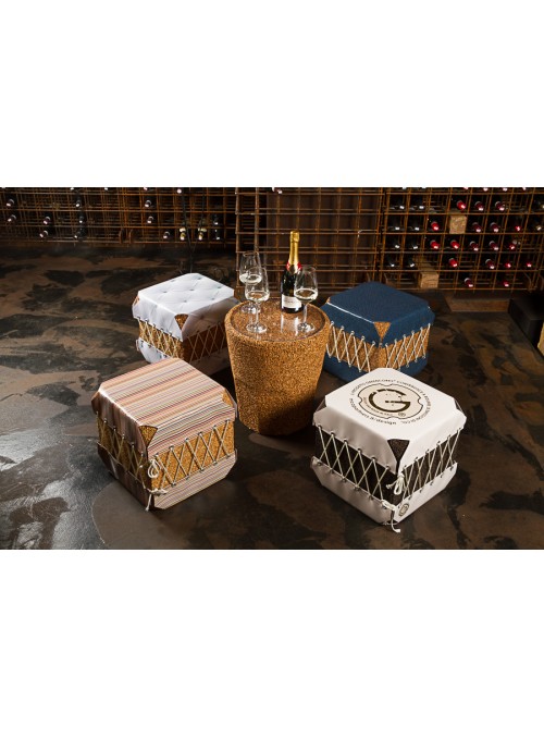 Squared pouf in cork and pvc - Dado Scozzese