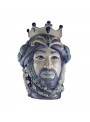 Hand-painted white and blue ceramic man's head - I Mori