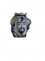 Hand-painted white and blue ceramic man's head - I Mori