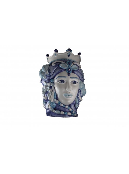 Hand-painted white and blue ceramic woman&#039;s head - I Mori