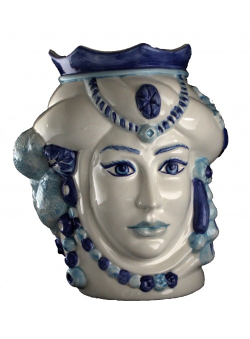 Hand-painted white and blue ceramic woman&#039;s head - I Mori